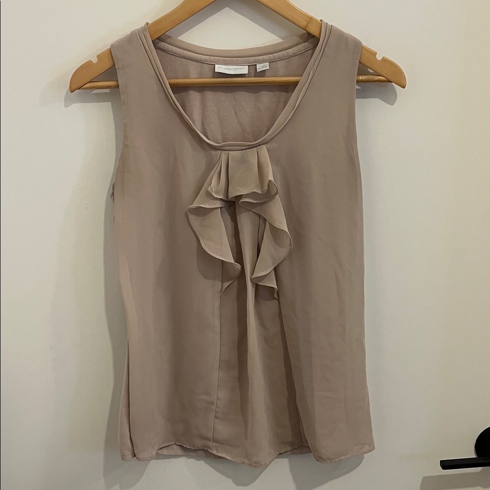 New York & Company Beige Ruffle Blouse
